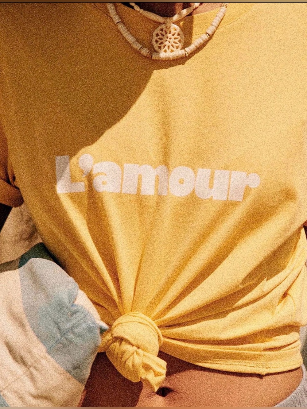 Sezane Yellow L'amour Short Sleeve Tee Shirt. Size xs